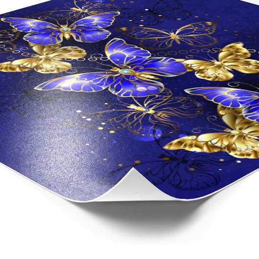 Compositie met Sapphire Butterflies Foto Afdruk (Hoek)