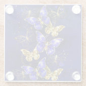 Compositie met Sapphire Butterflies Glazen Onderzetter (Achterkant)