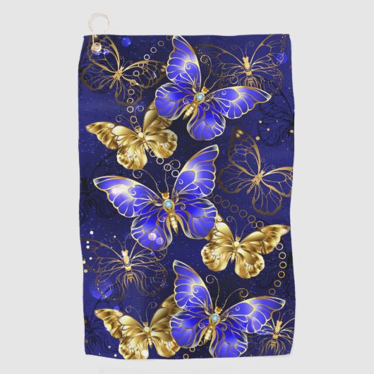 Compositie met Sapphire Butterflies Golfhanddoek (Voorkant)