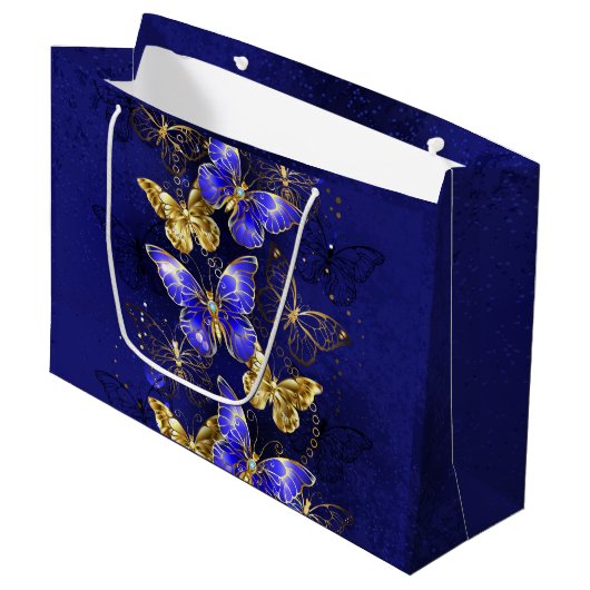 Compositie met Sapphire Butterflies Groot Cadeauzakje (Voorkant Gekanteld)