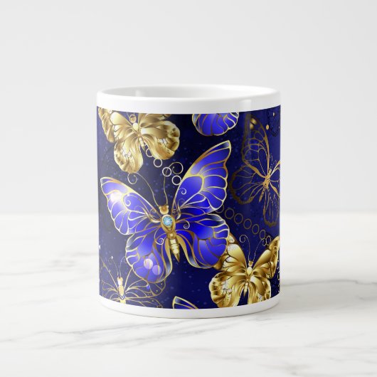 Compositie met Sapphire Butterflies Grote Koffiekop (Voorkant)
