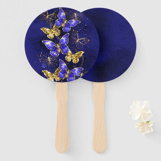 Compositie met Sapphire Butterflies Handwaaier (Voorkant en achterkant)