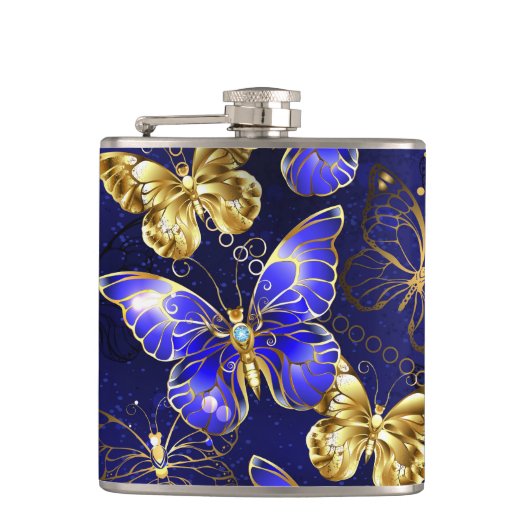 Compositie met Sapphire Butterflies Heupfles (Voorkant)