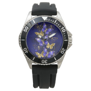 Compositie met Sapphire Butterflies Horloge