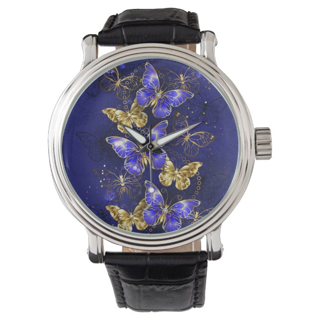 Compositie met Sapphire Butterflies Horloge (Voorkant)