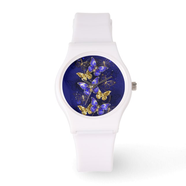 Compositie met Sapphire Butterflies Horloge (Voorkant)