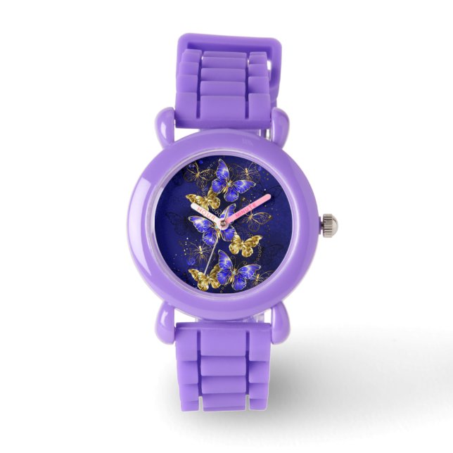 Compositie met Sapphire Butterflies Horloge (Voorkant)