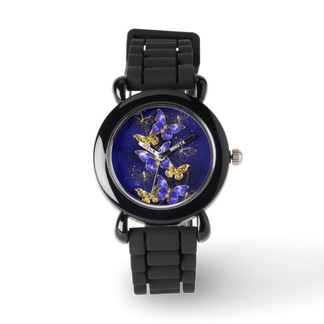 Compositie met Sapphire Butterflies Horloge (Voorkant)