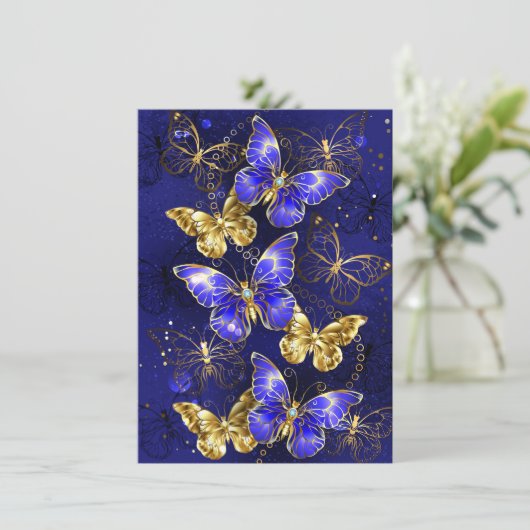 Compositie met Sapphire Butterflies Kaart (Staand voorkant)