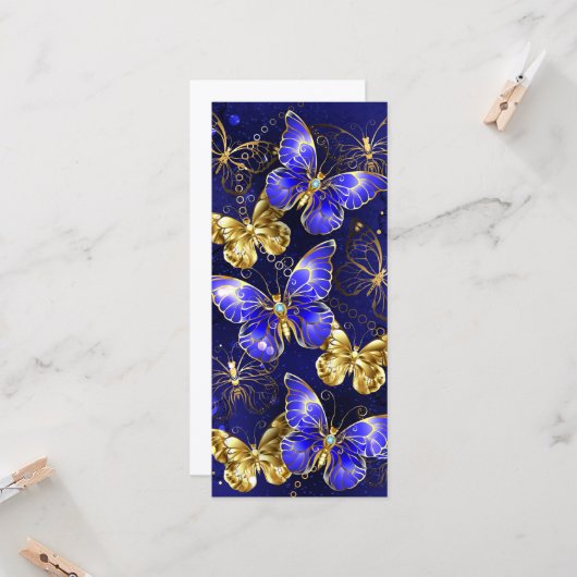 Compositie met Sapphire Butterflies Kaart (Voorkant / Achterkant in situ)