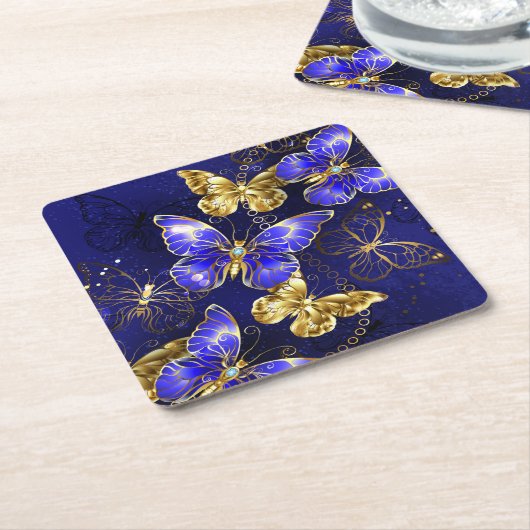 Compositie met Sapphire Butterflies Kartonnen Onderzetters (Schuin)