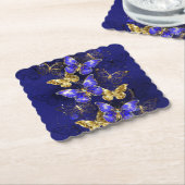Compositie met Sapphire Butterflies Kartonnen Onderzetters (Gebogen)