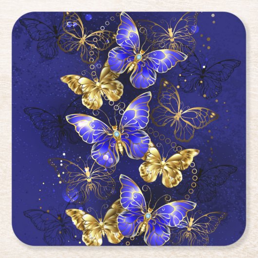 Compositie met Sapphire Butterflies Kartonnen Onderzetters (Voorkant)