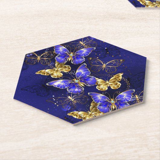 Compositie met Sapphire Butterflies Kartonnen Onderzetters (Schuin)