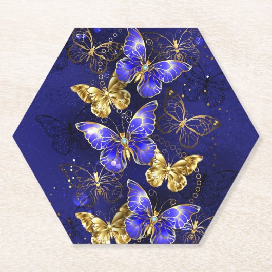 Compositie met Sapphire Butterflies Kartonnen Onderzetters (Voorkant)
