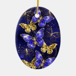 Compositie met Sapphire Butterflies Keramisch Ornament