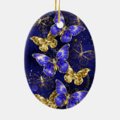 Compositie met Sapphire Butterflies Keramisch Ornament (Achterkant)