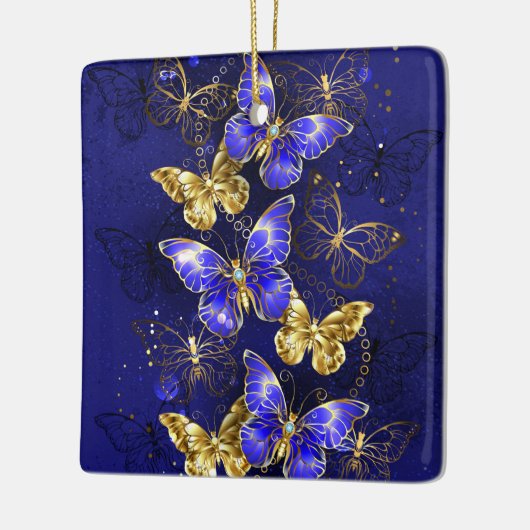 Compositie met Sapphire Butterflies Keramisch Ornament (Links)