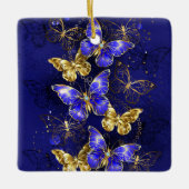 Compositie met Sapphire Butterflies Keramisch Ornament (Voorkant)