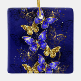 Compositie met Sapphire Butterflies Keramisch Ornament