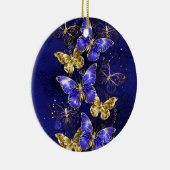 Compositie met Sapphire Butterflies Keramisch Ornament (Rechts)