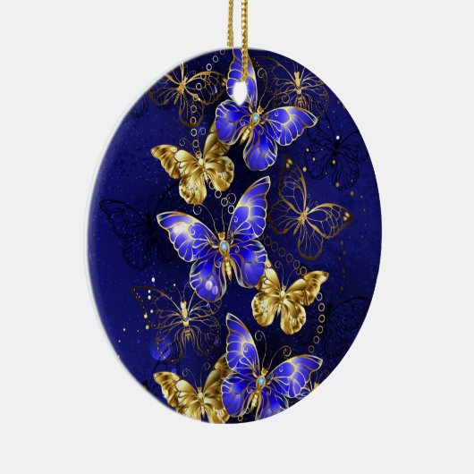 Compositie met Sapphire Butterflies Keramisch Ornament (Rechts)