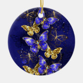 Compositie met Sapphire Butterflies Keramisch Ornament (Voorkant)