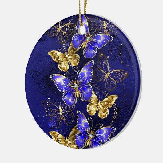 Compositie met Sapphire Butterflies Keramisch Ornament (Links)