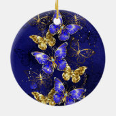 Compositie met Sapphire Butterflies Keramisch Ornament (Achterkant)