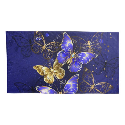 Compositie met Sapphire Butterflies Kussensloop (Achterkant-Rechts)