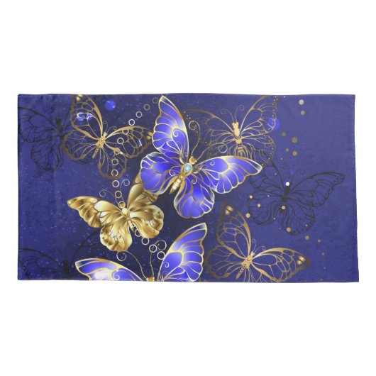 Compositie met Sapphire Butterflies Kussensloop (Achterkant-Links)