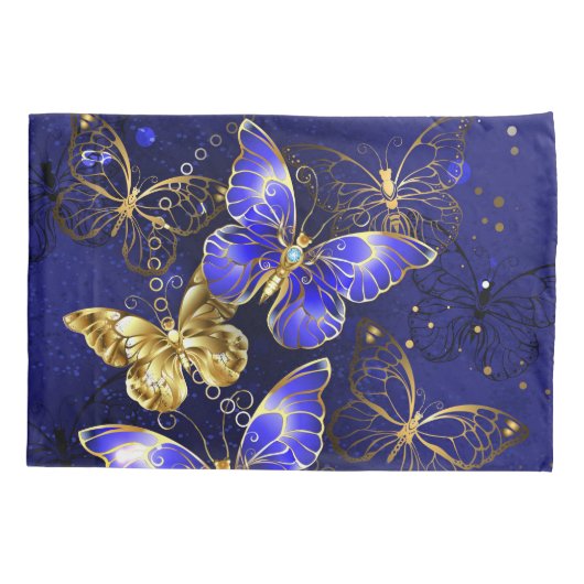 Compositie met Sapphire Butterflies Kussensloop (Achterkant-Links)