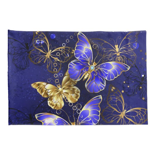 Compositie met Sapphire Butterflies Kussensloop (Achterkant-Rechts)