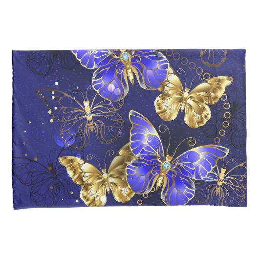 Compositie met Sapphire Butterflies Kussensloop (Voorkant-Rechts)