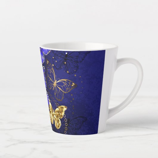 Compositie met Sapphire Butterflies Latte Mok (Rechts)