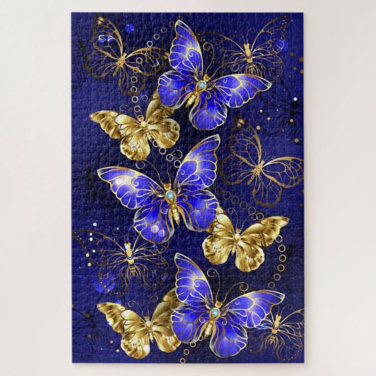 Compositie met Sapphire Butterflies Legpuzzel (Verticaal)