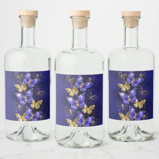 Compositie met Sapphire Butterflies Likeurfles Etiket (Flessen)
