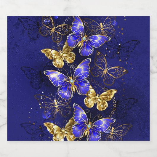 Compositie met Sapphire Butterflies Likeurfles Etiket (Enkel label)