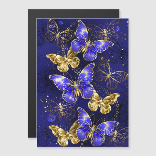 Compositie met Sapphire Butterflies Magnetische Uitnodiging (Voorkant / Achterkant)