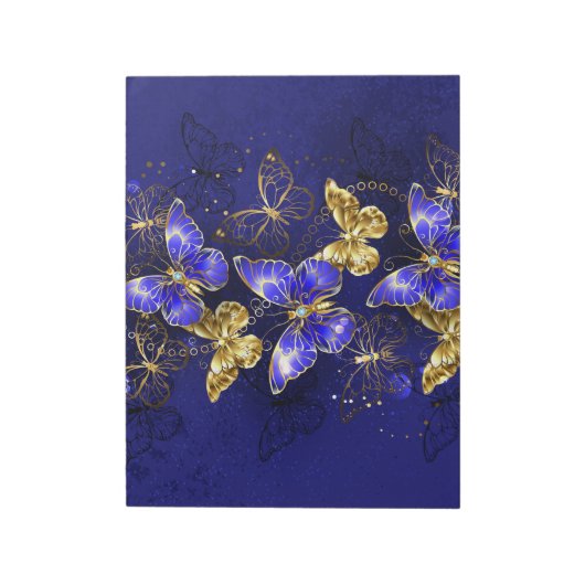 Compositie met Sapphire Butterflies Notitieblok (Linkerzijde)