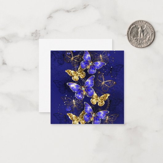 Compositie met Sapphire Butterflies Notitiekaartje (Voorkant / Achterkant in situ)