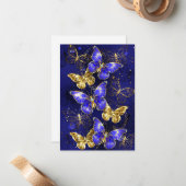 Compositie met Sapphire Butterflies Notitiekaartje (Voorkant / Achterkant in situ)