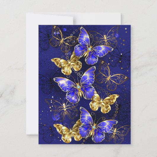 Compositie met Sapphire Butterflies Notitiekaartje (Voorkant)