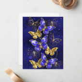 Compositie met Sapphire Butterflies Notitiekaartje (Voorkant / Achterkant in situ)
