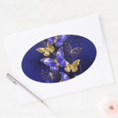 Compositie met Sapphire Butterflies Ovale Sticker (Envelop)