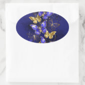 Compositie met Sapphire Butterflies Ovale Sticker (Tas)