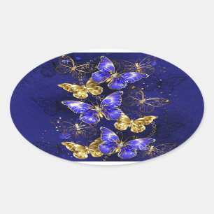 Compositie met Sapphire Butterflies Ovale Sticker