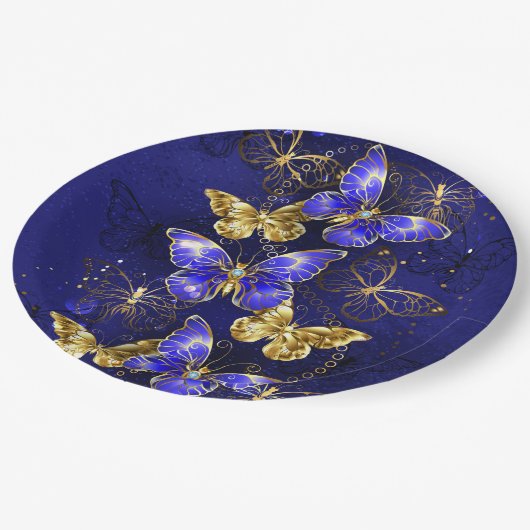 Compositie met Sapphire Butterflies Papieren Bordje (Gekanteld)