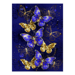 Compositie met Sapphire Butterflies Perfect Poster