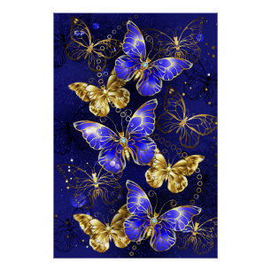 Compositie met Sapphire Butterflies Perfect Poster